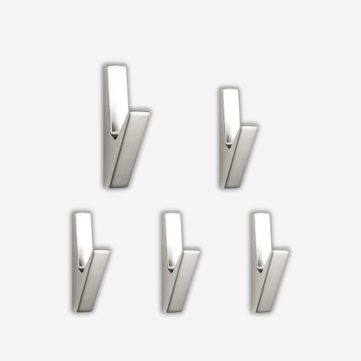 Set de 5 Crochet Moderne & Design Argenté en Métal Solide