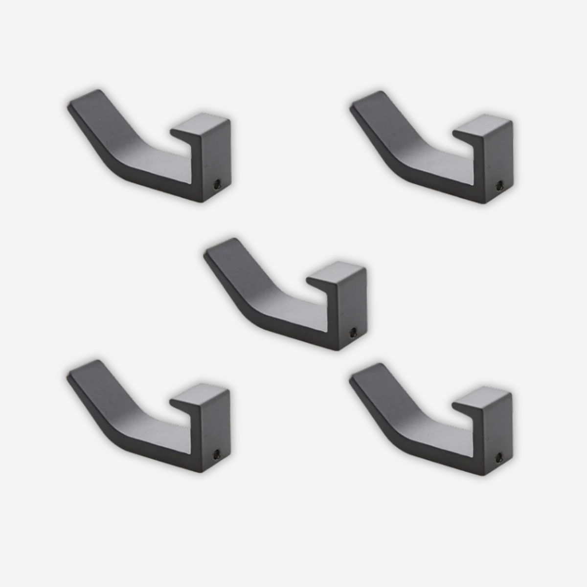 Lot de 5 Attache Mural Noir Mat Simple & Design Résistant a l'Eau et la Rouille en Métal
