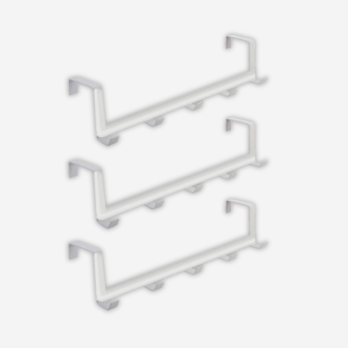 Set de 3 Portant manteau pour Porte Blanc en Métal avec 5 Accroche