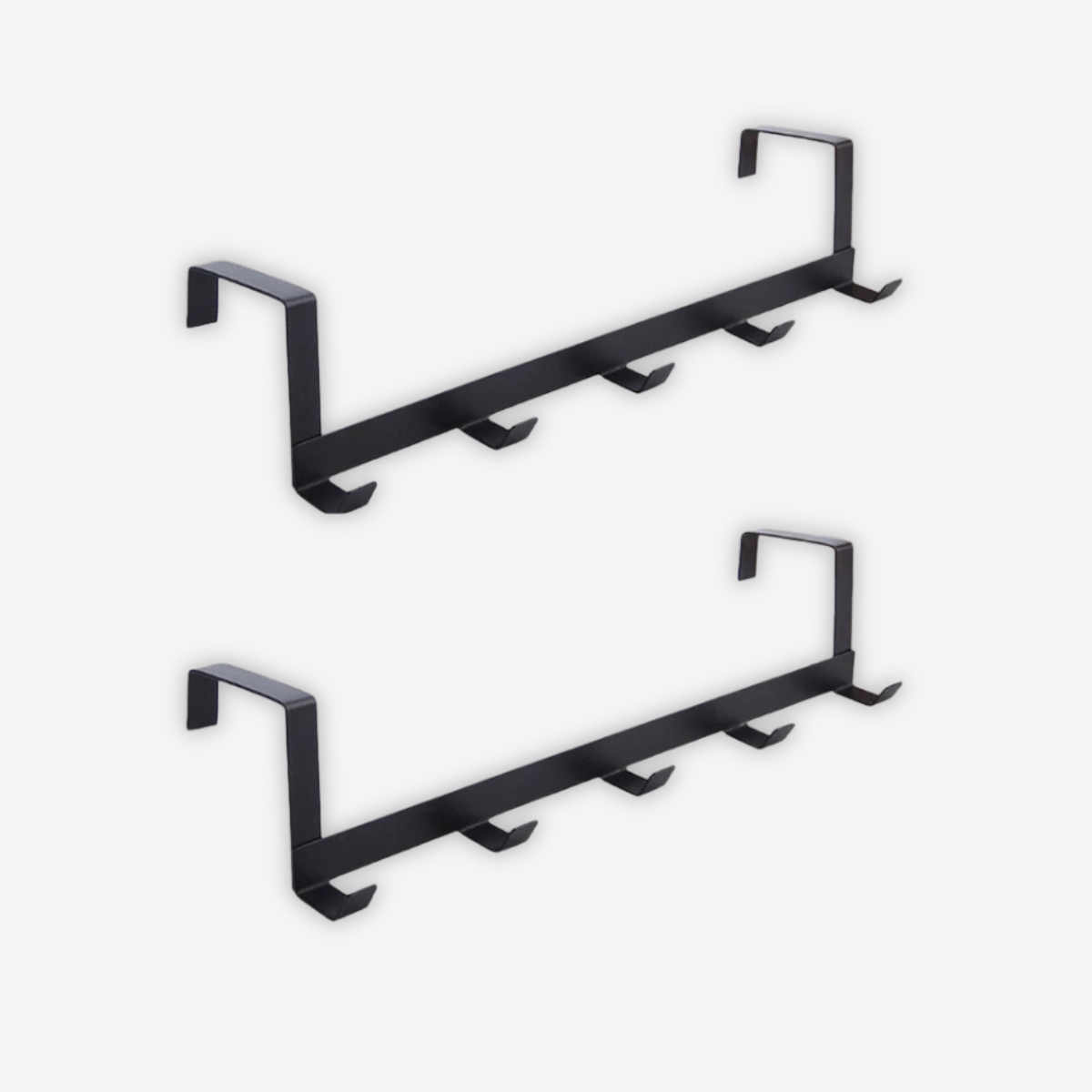 Accroche en métal pour porte noir (lot de 2) avec 5 crochets de capacité