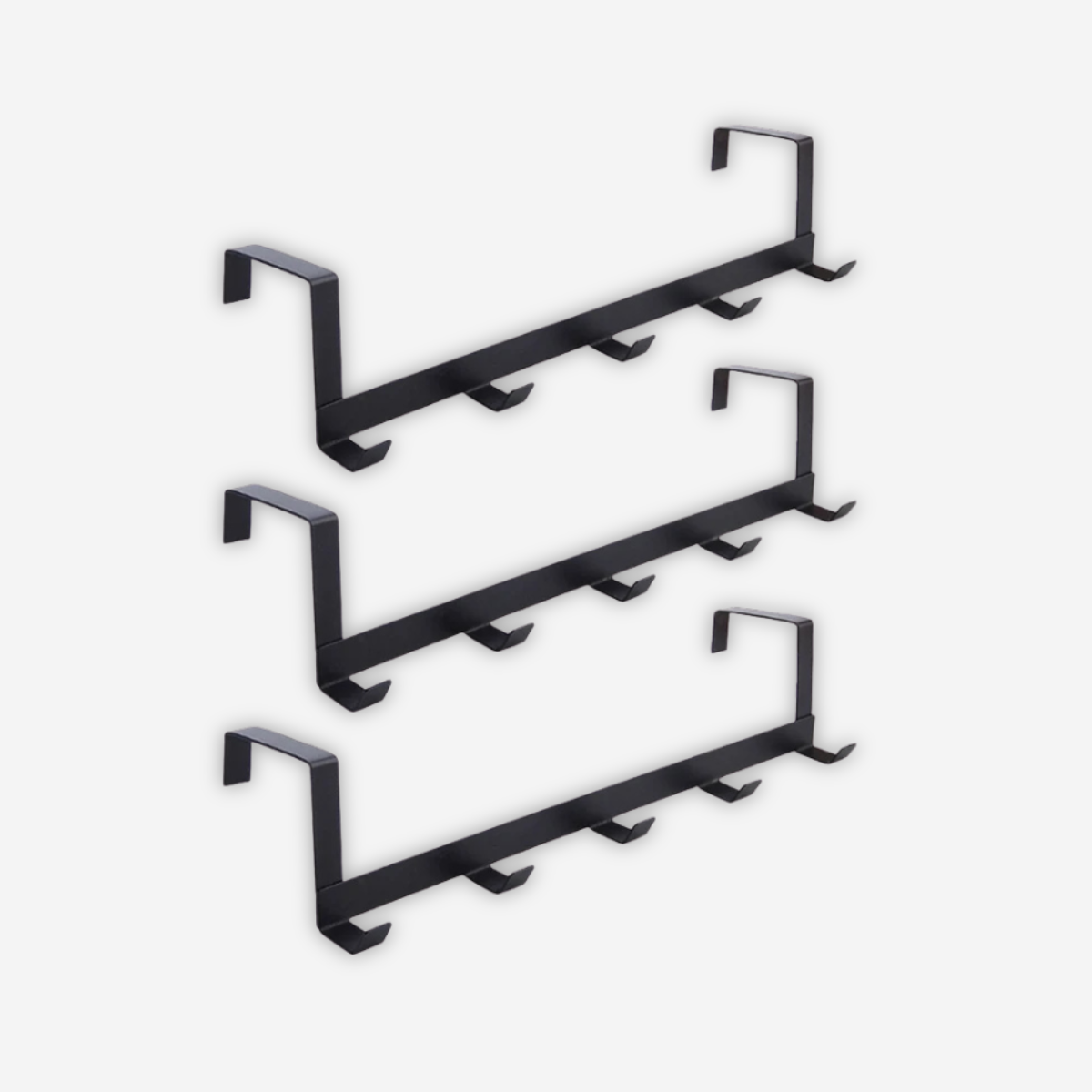 Porte-vêtements pour porte avec 5 crochets noirs (lot de 3) en aluminium léger