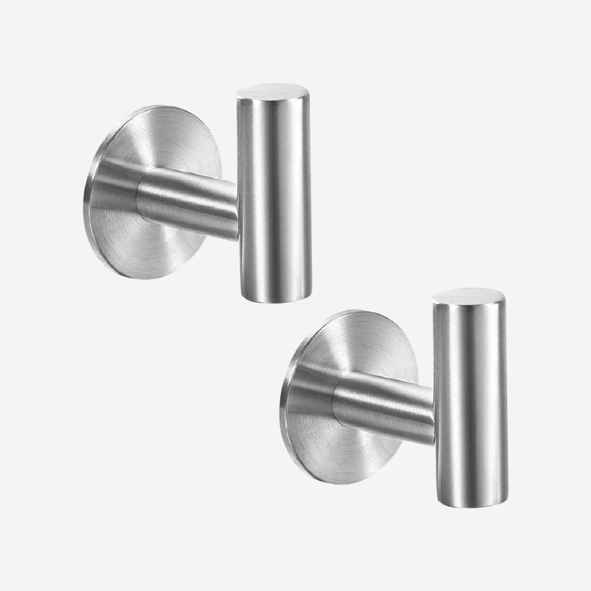 2 accroches murales adhésives en métal léger inoxydable argenté