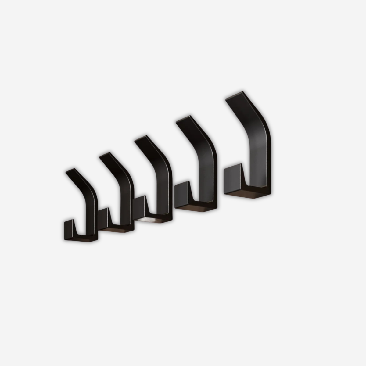 5 Accroche murales Adhésif Noir Mat en Plastique