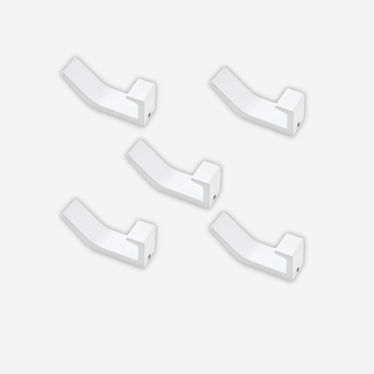 Lot de 5 Patères Mural Adhésif Blanche en Aluminium