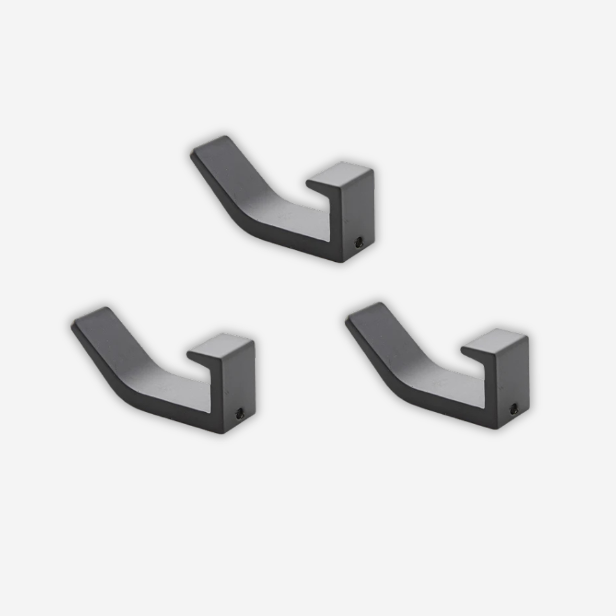 3 Crochets Muraux Noir Mat Compact en Aluminium