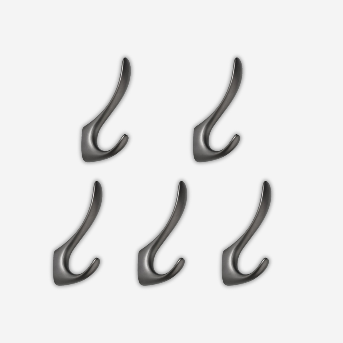 Set de 5 Patère Mural en Argent Clair/Foncé Métal léger