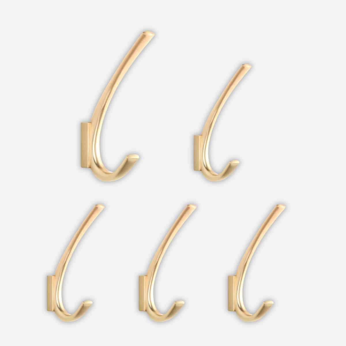 Pack de 5 Crochet Mural en Or Droit/Ondulé Métal