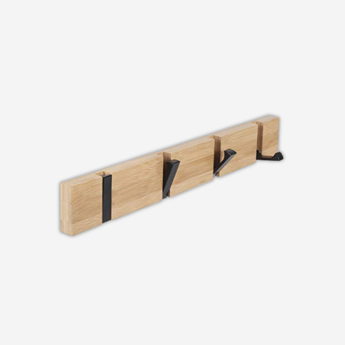 Patère mural Naturel avec 4 crochet en métal & bois