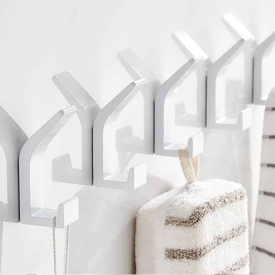 Pack de 4 Patères Mural Blanche Affiné & Epuré en Aluminium