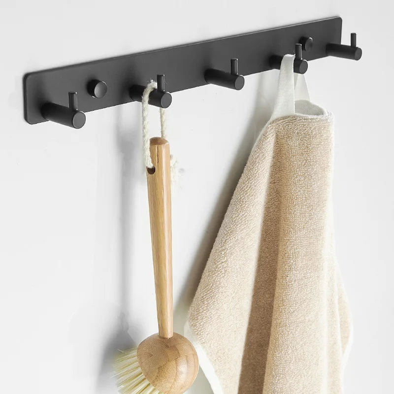 Porte Manteau Simpliste Noir avec 5 Petit Crochet Solide