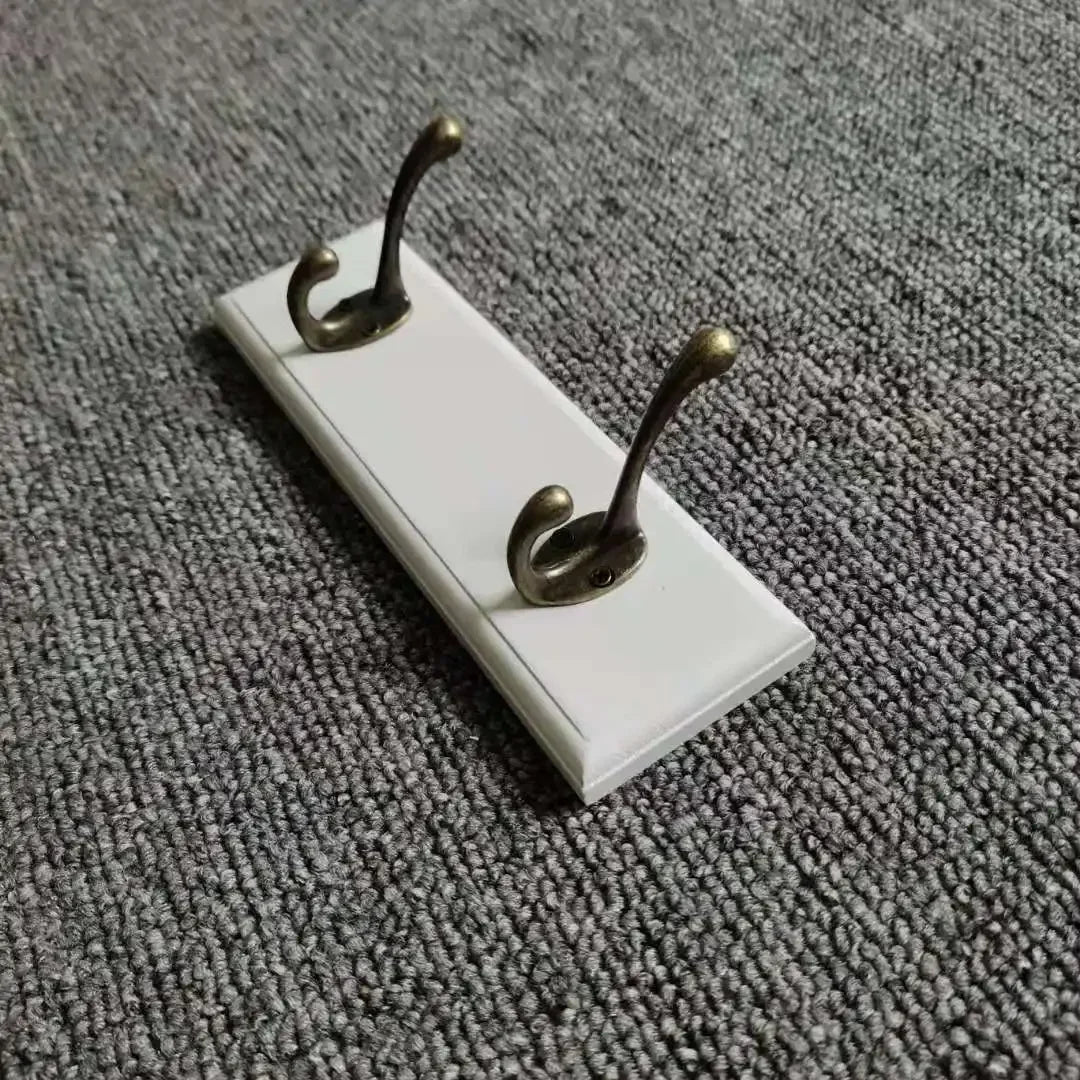 Portant en bois Naturel Blanc avec 2 crochet en cuivre