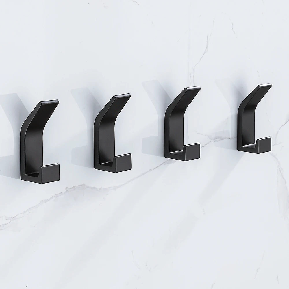 Set de 4 Crochet mural porte manteau en Aluminium léger Noir