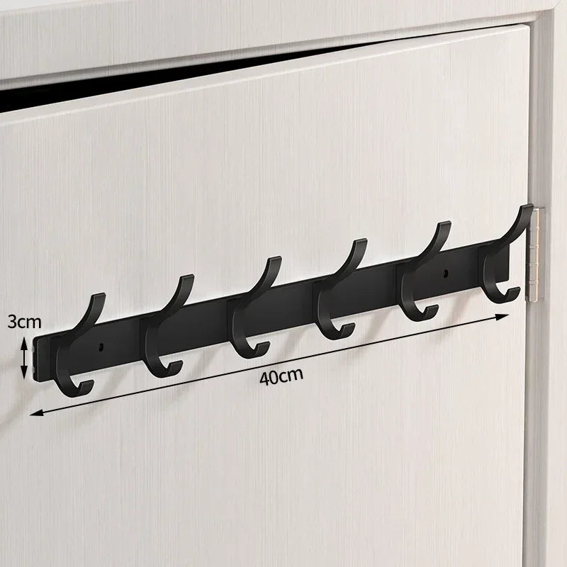 Barre murale Noire à crochets avec emplacement en métal