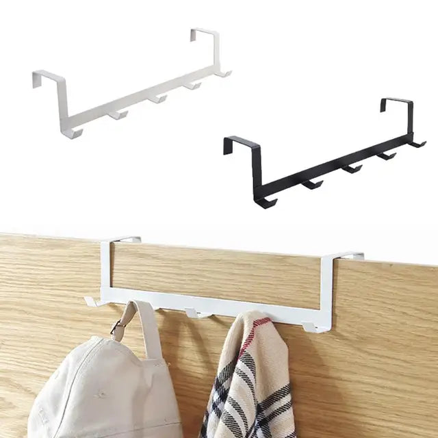 Porte-habits à suspendre aux portes, blanc avec 5 accroches (lot de 2)