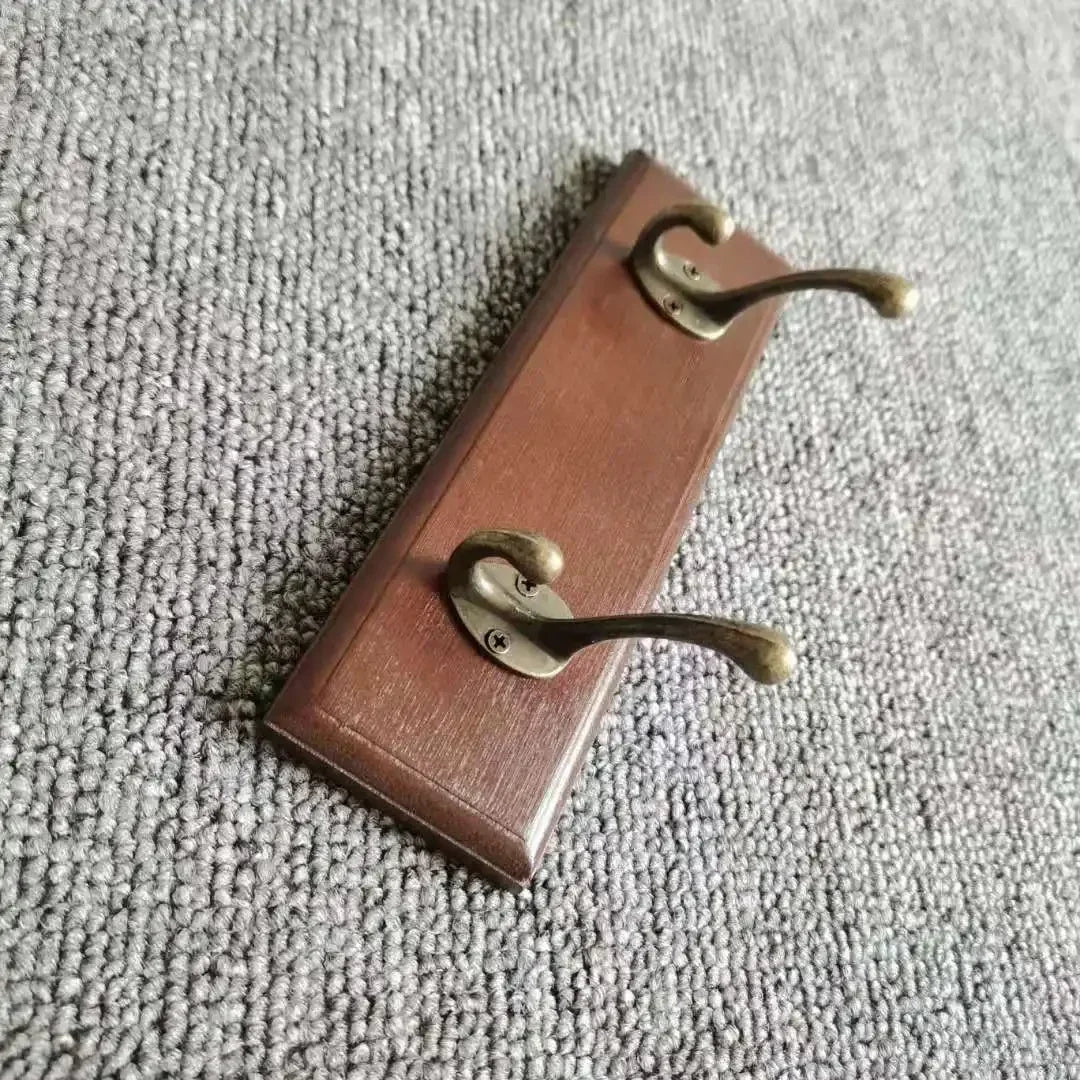 Véritable Attache murale en Bois Naturel avec 2 Crochets en Cuivre Chic