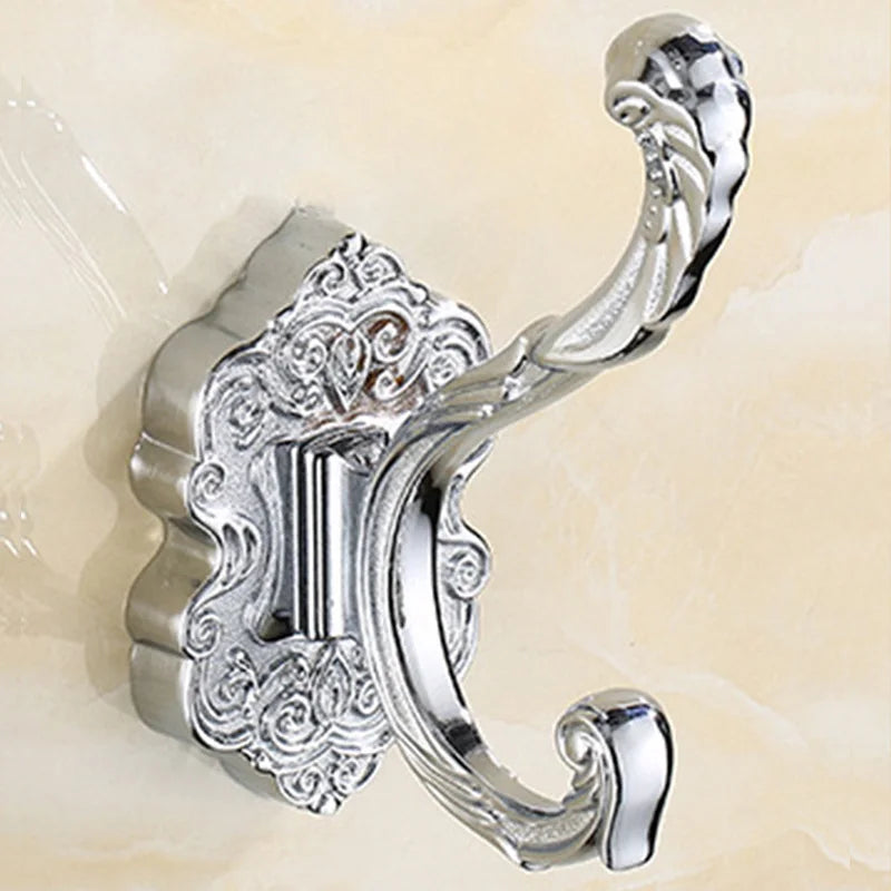 Patères Mural Antique Chromé Chic avec Gravure