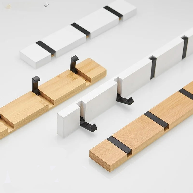 Crochet Mural Rétractable Solide avec 5 Crochet Noir Droit Design