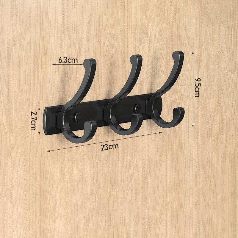 Support mural à 3 crochets en métal noir