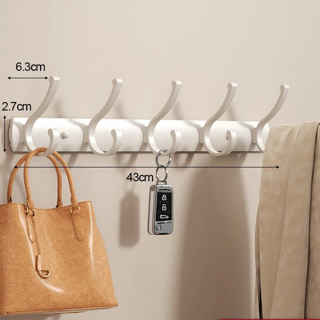 Grande Barre Mural Blanche Chic en Aluminium avec Crochet Affiné