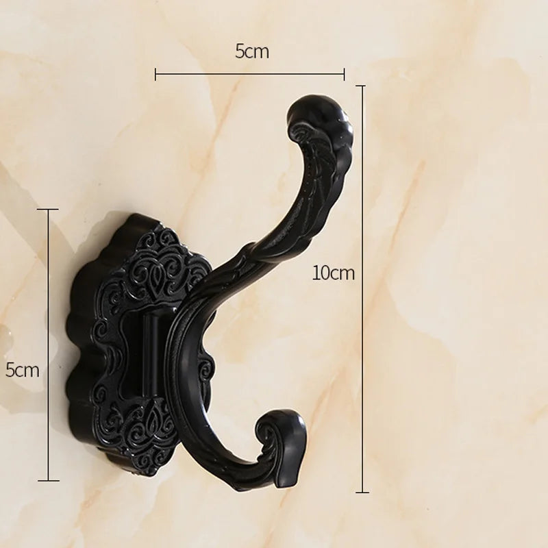 Attache murale Chic Antique avec Gravure Noir en Métal