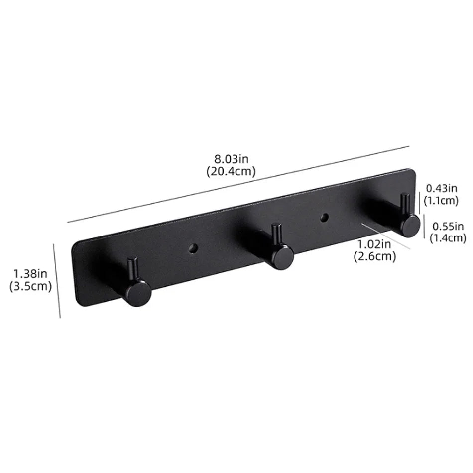 Accroche-manteau mural en Métal léger Noir avec 3 crochet