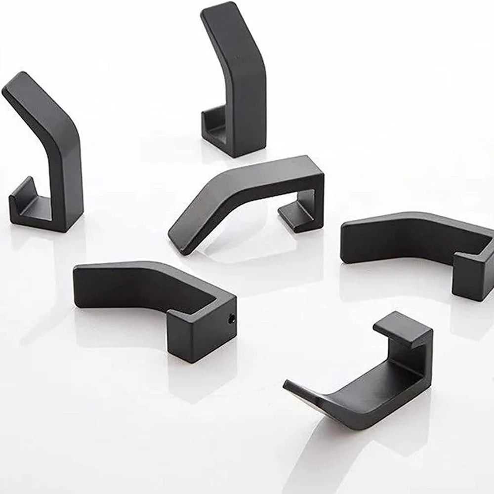 Lot de 5 Attache Mural Noir Mat Simple & Design Résistant a l'Eau et la Rouille en Métal