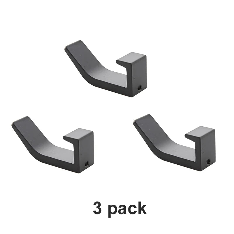 3 Crochets Muraux Noir Mat Compact en Aluminium