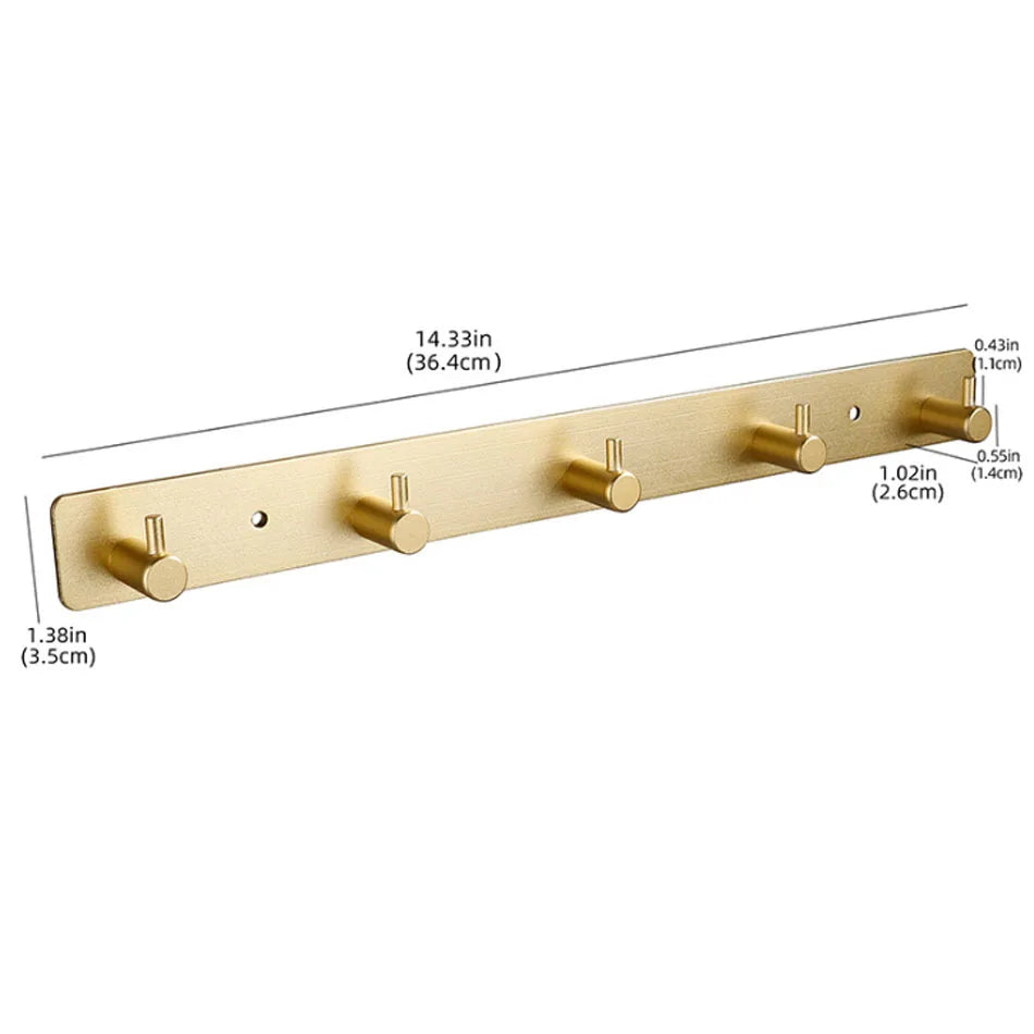 Accroche Muraux Dorée effet Chic & Design avec 4 ou 5 Crochets Résistant en Aluminium