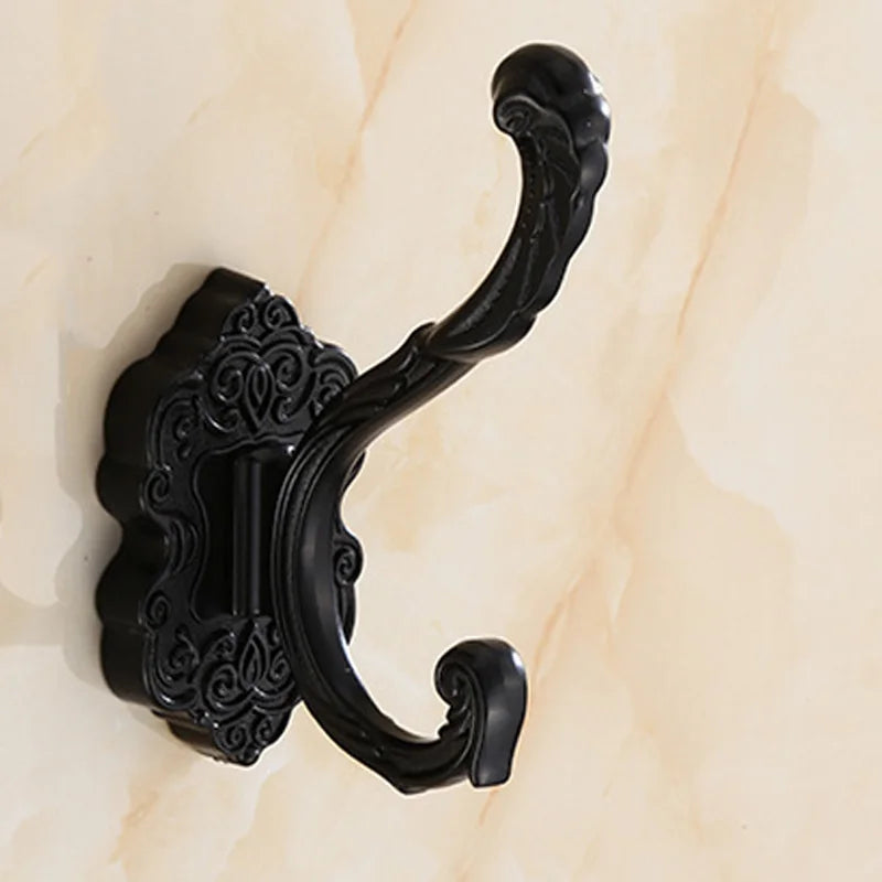 Attache murale Chic Antique avec Gravure Noir en Métal