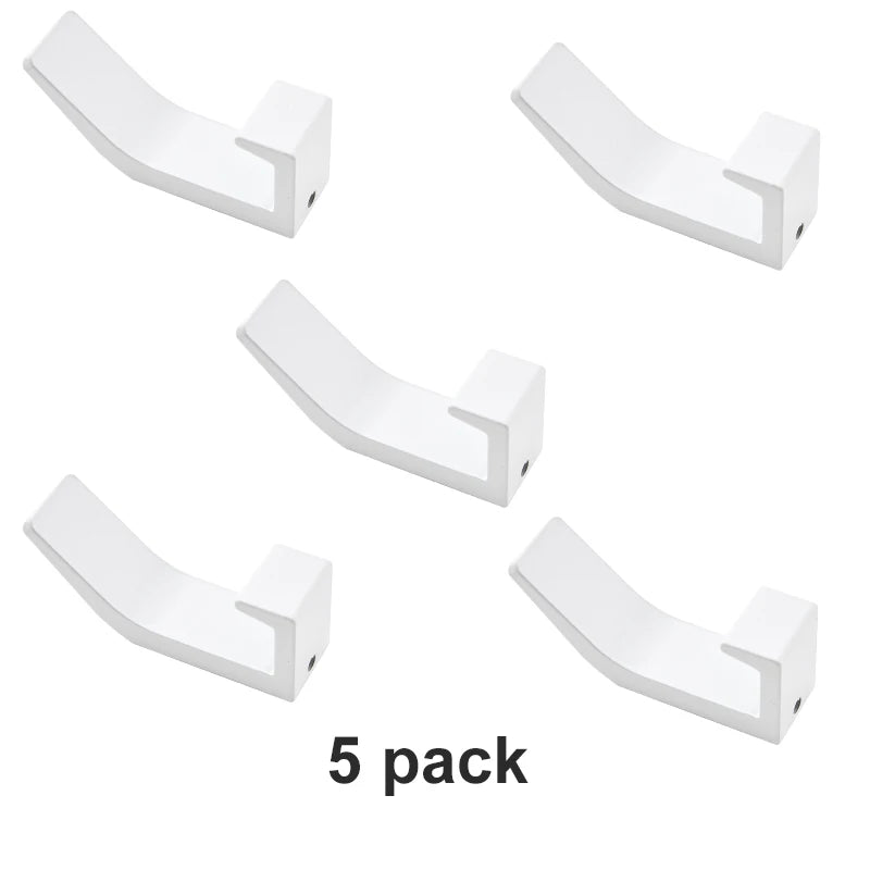 Lot de 5 Patères Mural Adhésif Blanche en Aluminium