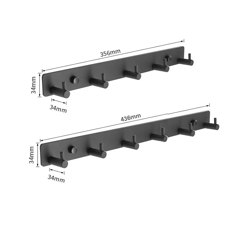 Porte Manteau Simpliste Noir avec 5 Petit Crochet Solide