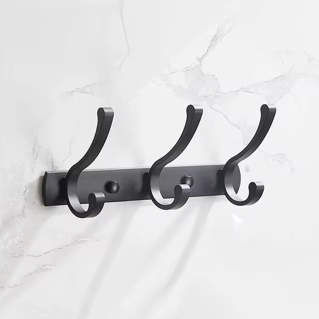 Support mural à 3 crochets en métal noir
