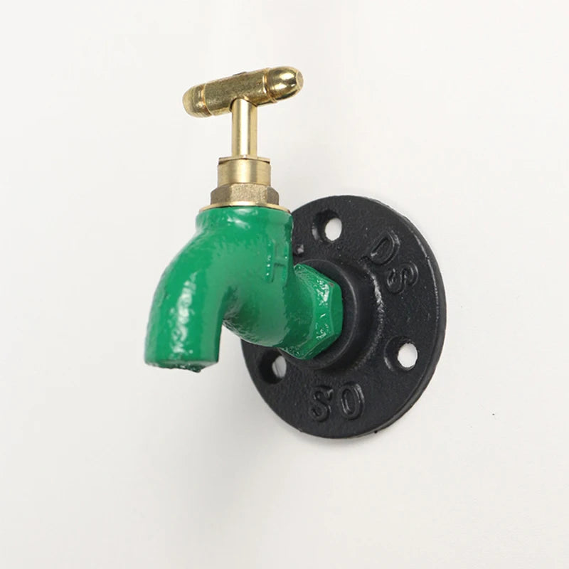 Patères Mural Vintage Robinet Vert style Industriel en Métal (2pièces)
