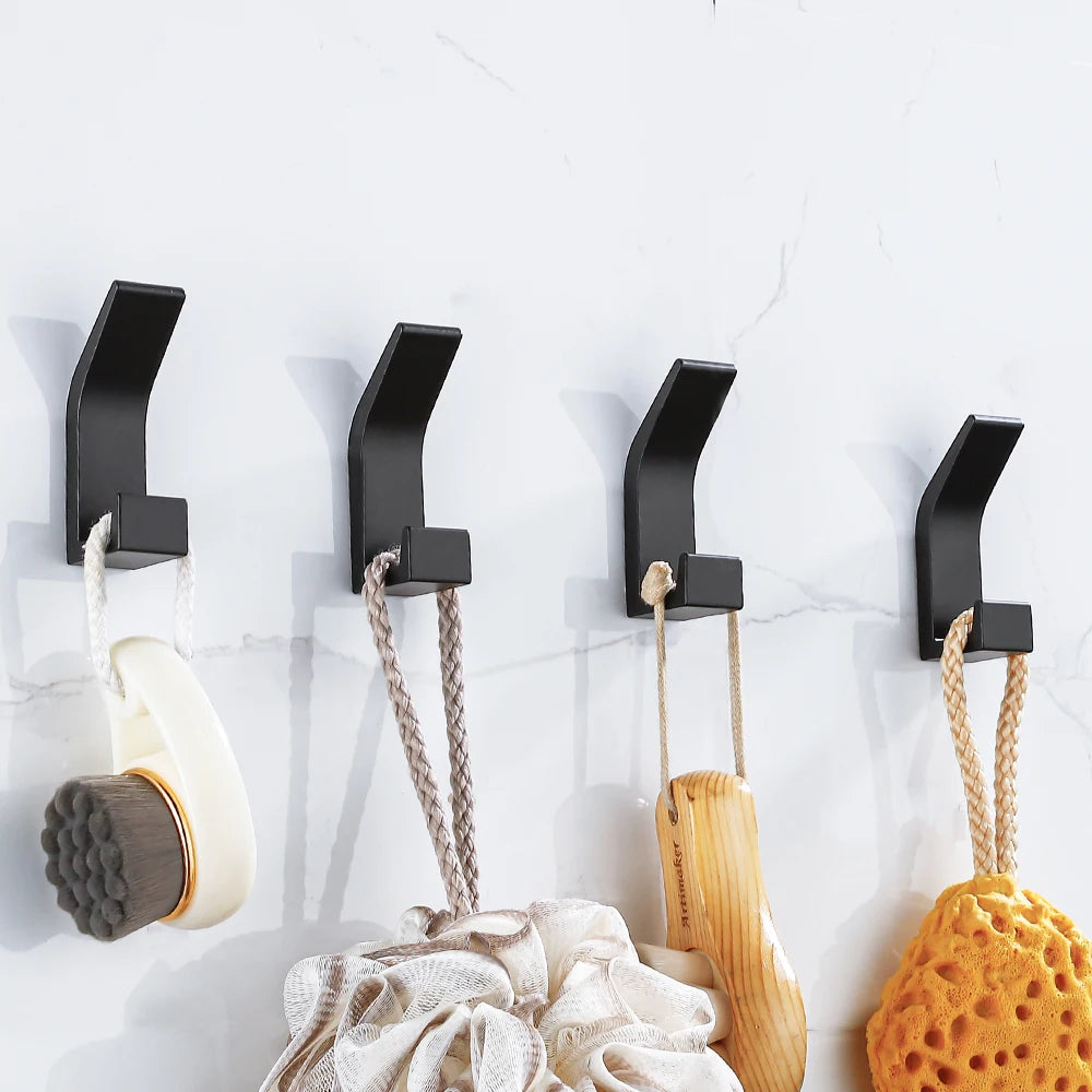 Set de 4 Crochet mural porte manteau en Aluminium léger Noir