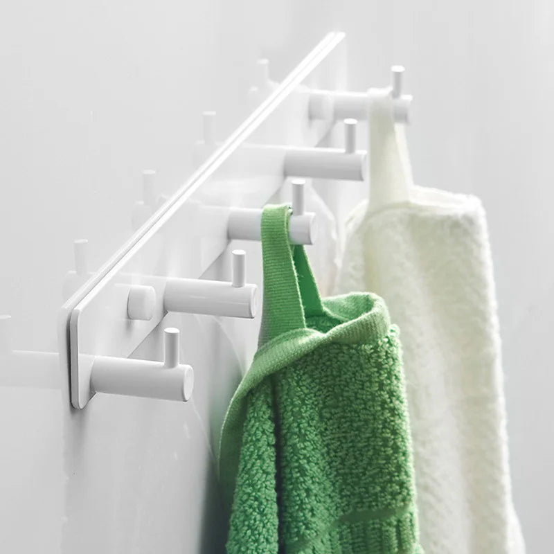 Barre Mural Blanche avec 5 Petit Crochet en Aluminium