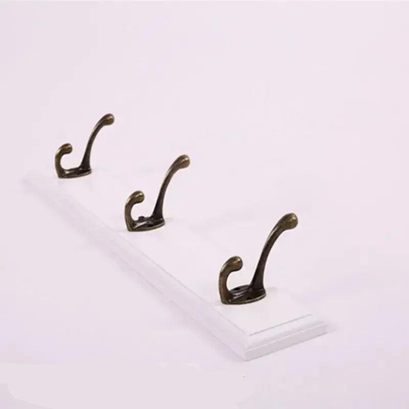 Attache murale en BOIS Naturel Blanc avec 3 Accroche en Cuivre Epuré