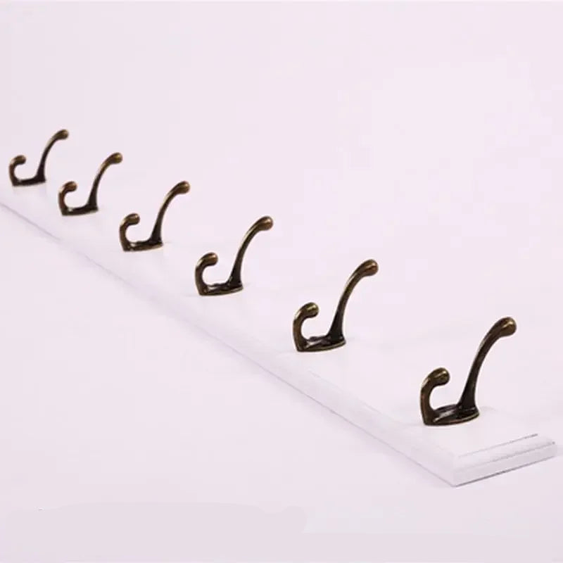 Grand Portant manteau Blanc en Bois Naturel Attache en Cuivre