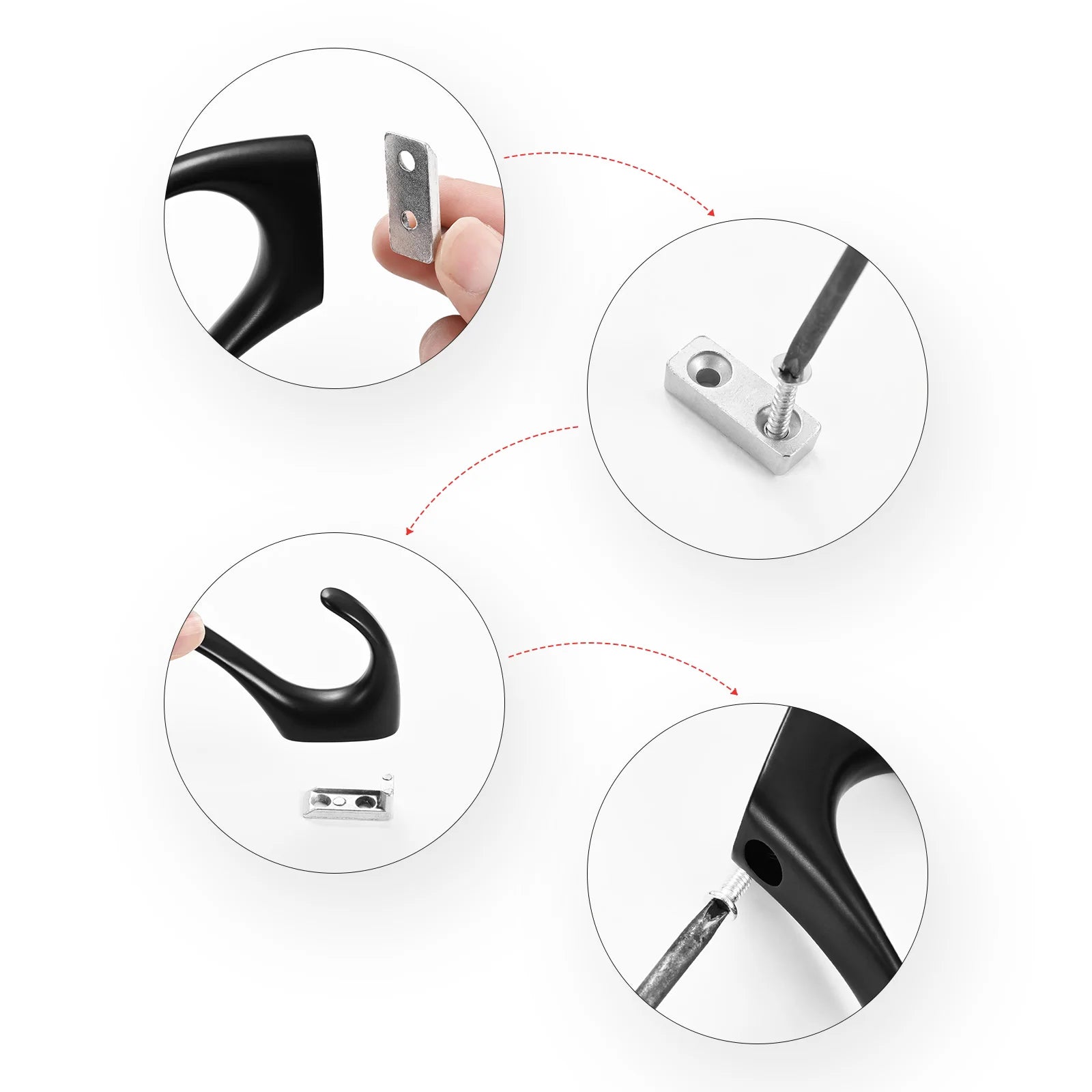 Lot de 5 Porte manteau Noir Droit ou Ondulé