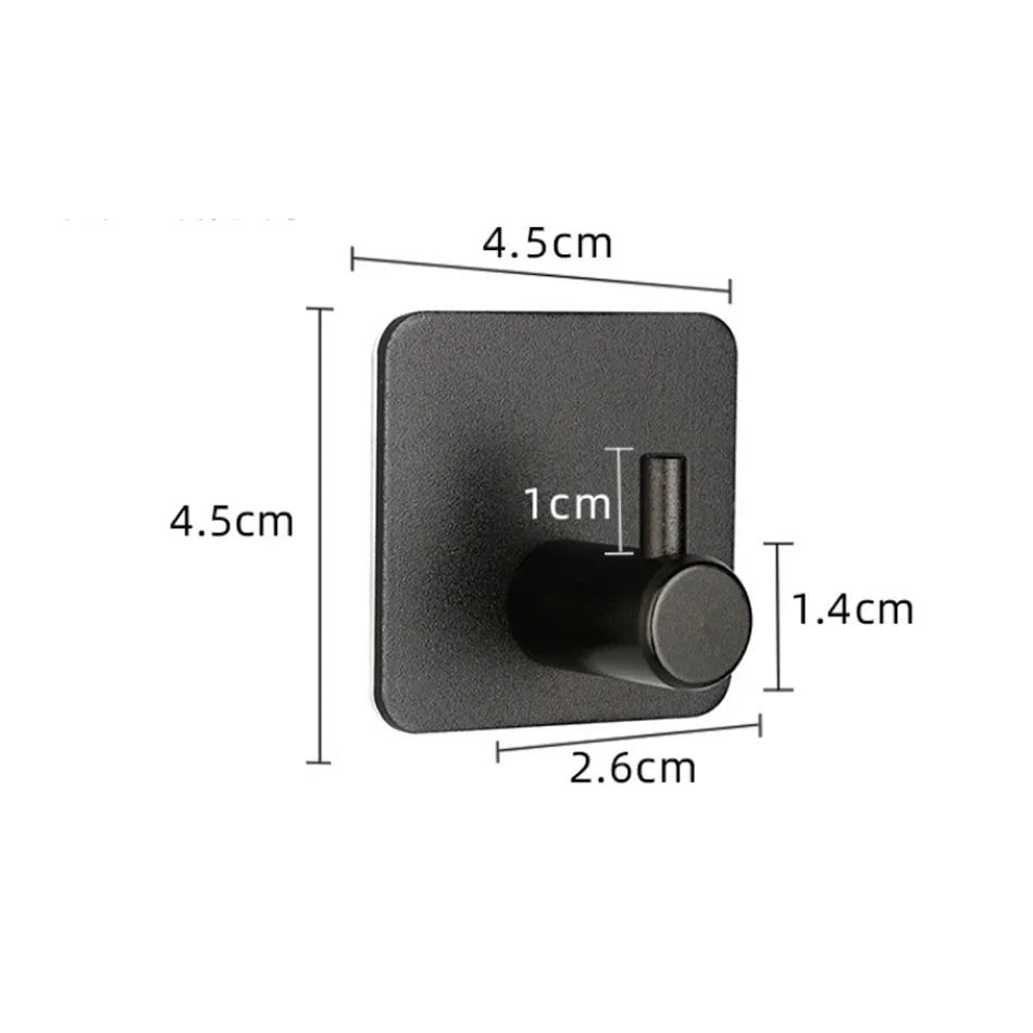 Crochet mural Noir avec Support carré Arrondi