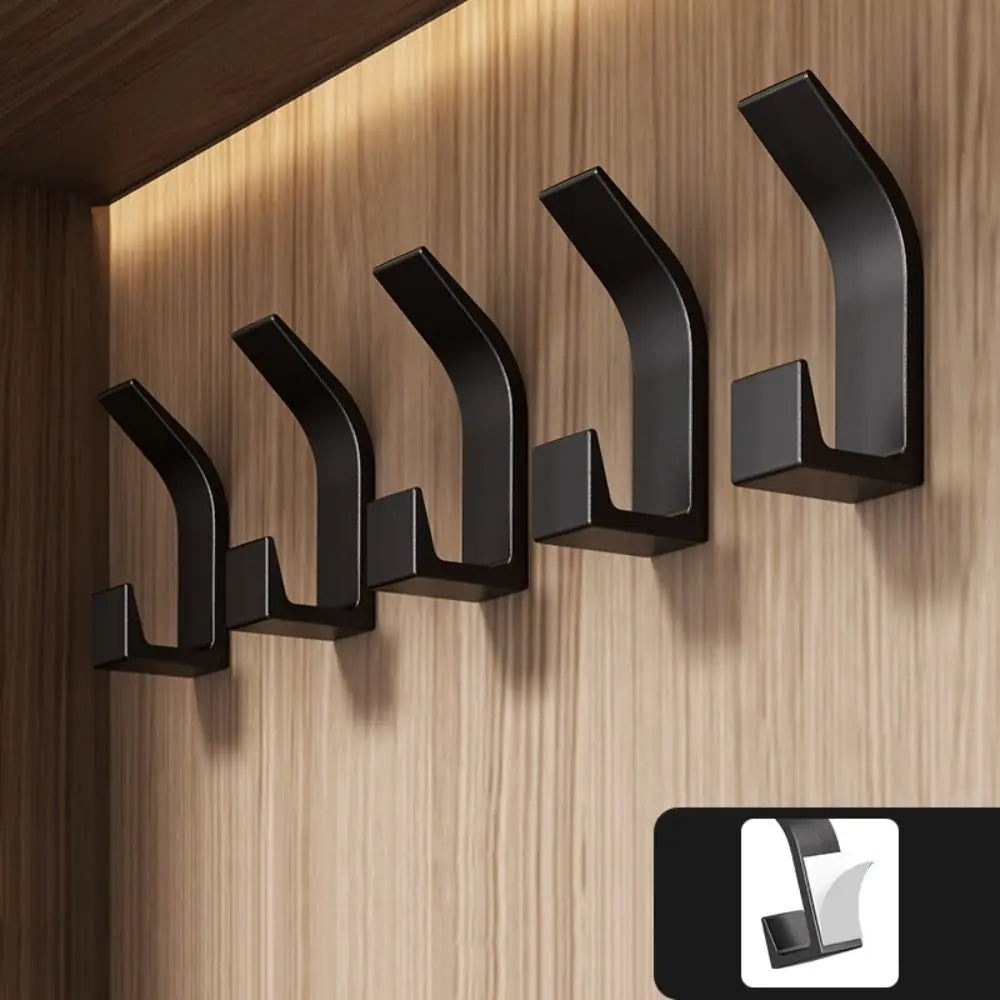 Pack de 5 Accroche Mural Noir très Simpliste & Elégant en Plastique