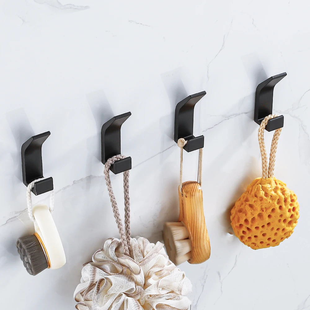 Set de 4 Crochet mural porte manteau en Aluminium léger Noir